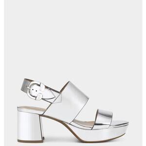 AEROSOLES Camera Platform Sandal in Silver Metallic Faux Leather Sz 7.5 NWT $135